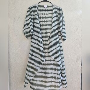 LuLaRoe Green and White Cardigan